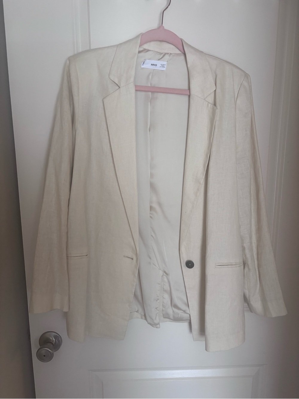 NWOT — MANGO Cream Tailored Linen-Blend Blazer